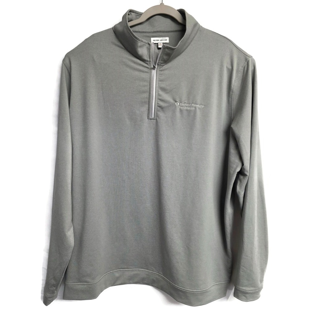 Peter Millar Mens 3XL Gray Quarter Zip Pullover United Rentals Logo Performance